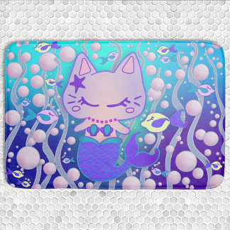 De kleine Purmaid Kawaii Kat Zeemeermin Badmat