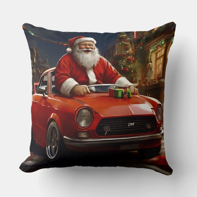 De kleine rode cabriolet van de kerstman kussen (Voorkant)