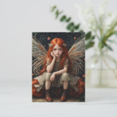 De kleine Schattige fee met gemberhaar Briefkaart (Staand voorkant)