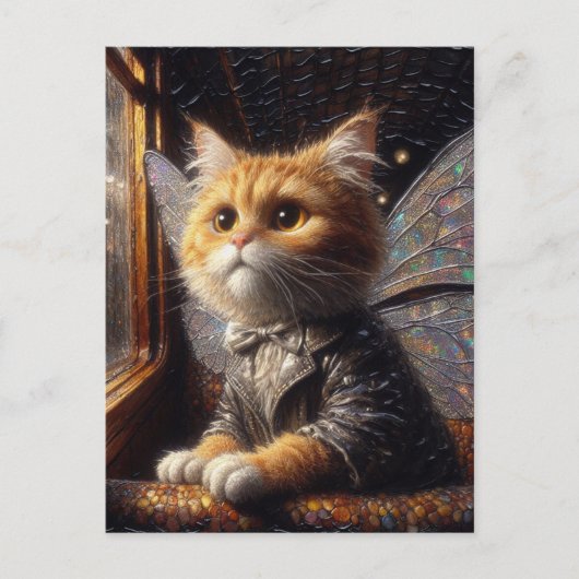 De kleine Schattige kattenfee Briefkaart (Voorkant)