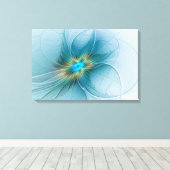 De kleine schoonheid Modern Blue Gold Fractal Flow Canvas Afdruk (Insitu (Houten vloer))