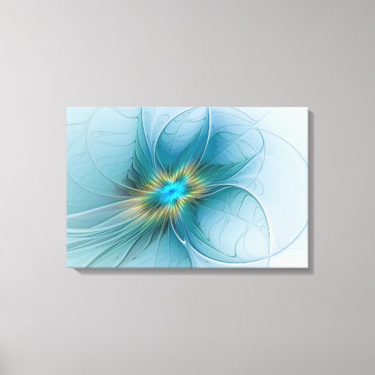 De kleine schoonheid Modern Blue Gold Fractal Flow Canvas Afdruk (Voorkant)