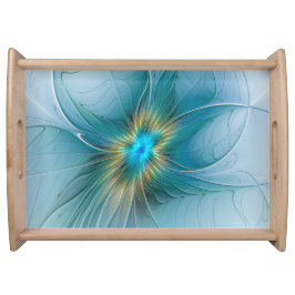 De kleine schoonheid Modern Blue Gold Fractal Flow Dienblad