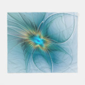 De kleine schoonheid Modern Blue Gold Fractal Flow Fleece Deken (Voorkant (Horizontaal))