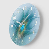 De kleine schoonheid Modern Blue Gold Fractal Flow Grote Klok (Hoek)