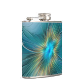 De kleine schoonheid Modern Blue Gold Fractal Flow Heupfles (Rechts)