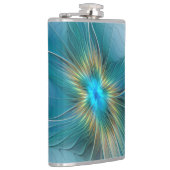 De kleine schoonheid Modern Blue Gold Fractal Flow Heupfles (Rechts)