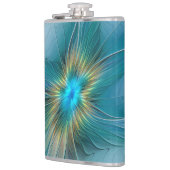 De kleine schoonheid Modern Blue Gold Fractal Flow Heupfles (Links)