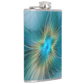 De kleine schoonheid Modern Blue Gold Fractal Flow Heupfles (Rechts)