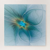 De kleine schoonheid Modern Blue Gold Fractal Flow Legpuzzel (Horizontaal)