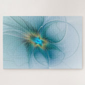 De kleine schoonheid Modern Blue Gold Fractal Flow Legpuzzel (Horizontaal)