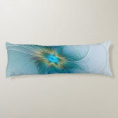 De kleine schoonheid Modern Blue Gold Fractal Flow Lichaamskussen (Achterkant)