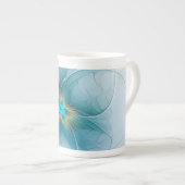 De kleine schoonheid Modern Blue Gold Fractal Flow Porselein Kop (Voorkant rechts)