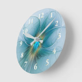 De kleine schoonheid Modern Blue Gold Fractal Flow Ronde Klok (Hoek)