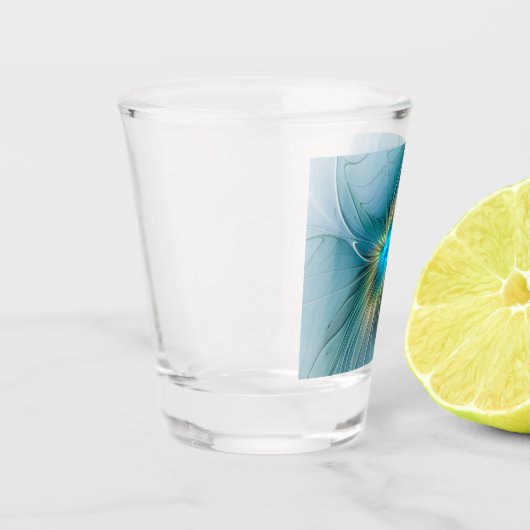 De kleine schoonheid Modern Blue Gold Fractal Flow Shot Glas (Links)