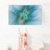 De kleine schoonheid Modern Blue Gold Fractal Flow Spandoek (Insitu)