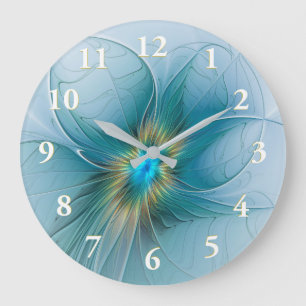 De kleine schoonheid moderne blauwe gouden fractal grote klok