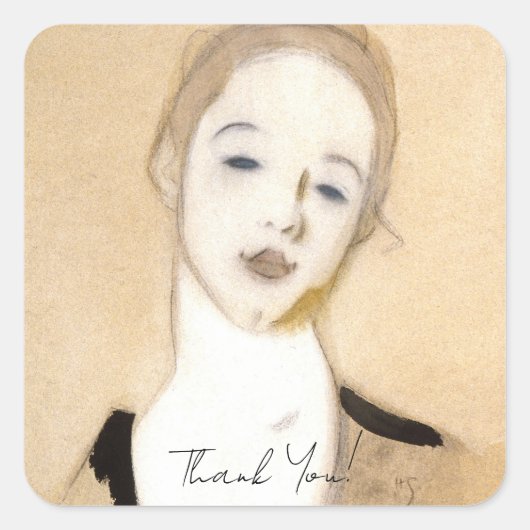 De kleine servant, Helene Schjerfbeck Vierkante Sticker (Voorkant)