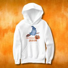 De kleine spookachtige Halloween-familie die overe