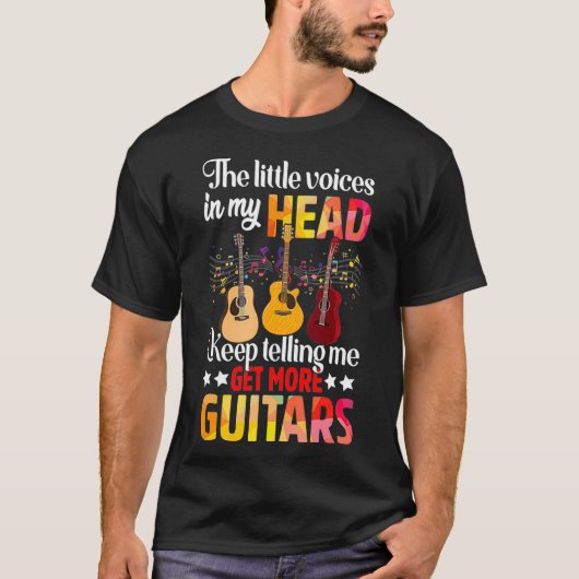 De kleine stemmen in mijn hoofd krijgen meer gitar t-shirt (Voorkant)