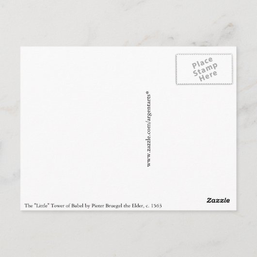 De kleine toren van Babel door Pieter Bruegel Briefkaart (Achterkant)