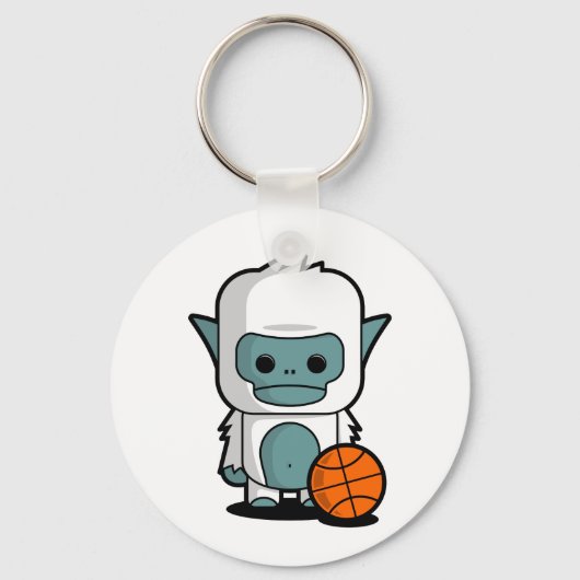 De kleine Yeti - het Spelen Basket Ball Sleutelhanger (Voorkant)
