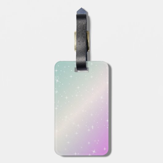 De kleine zeemeermin. Golden schalen op een roze, Bagagelabel (Achterkant verticaal)