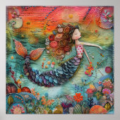 DE KLEINE ZEEMEERMIN KLEURRIJK POSTER (Voorkant)