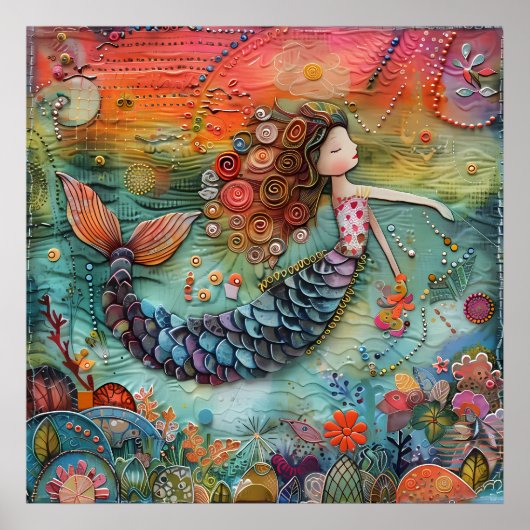 DE KLEINE ZEEMEERMIN KLEURRIJK POSTER (Voorkant)