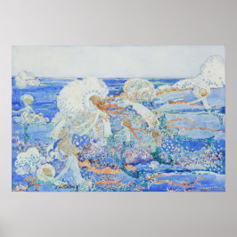 De kleine zeemeermin - Mermaids die in het Surf sp Poster