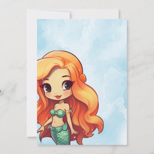 De Kleine Zeemeermin Pool Party Verjaardagsuitnodi Kaart (Achterkant)