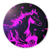 De kleine zoete pony, roze keramische knop (Voorkant)