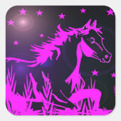 De kleine zoete pony, roze vierkante sticker (Voorkant)