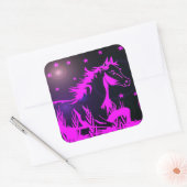 De kleine zoete pony, roze vierkante sticker (Envelop)