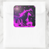 De kleine zoete pony, roze vierkante sticker (Tas)
