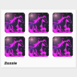 De kleine zoete pony, roze vierkante sticker
