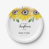 De kleine zonnebloem is de eerste verjaardag van d papieren bordje (Voorkant)