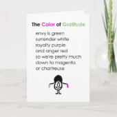 De kleur van dankbaarheid, een grappig bedankgedic bedankkaart (Voorkant)