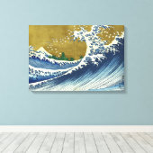 De kleur van de grote golf | Hokusai | Canvas Afdruk (Insitu (Houten vloer))