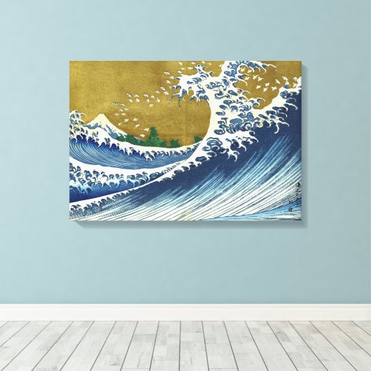 De kleur van de grote golf | Hokusai | Canvas Afdruk (Insitu (Houten vloer))