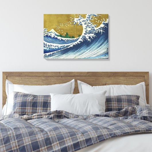 De kleur van de grote golf | Hokusai | Canvas Afdruk (Insitu (Slaapkamer))