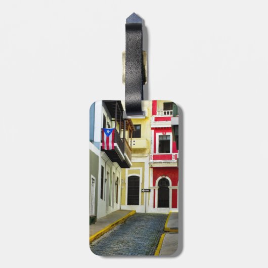 de kleur van de oude San Juan Puerto Rico Bagagelabel (Achterkant verticaal)