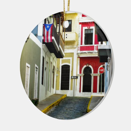 de kleur van de oude San Juan Puerto Rico Keramisch Ornament (Links)