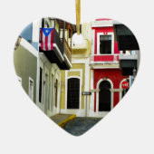 de kleur van de oude San Juan Puerto Rico Keramisch Ornament (Voorkant)