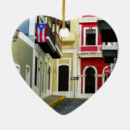 de kleur van de oude San Juan Puerto Rico Keramisch Ornament (Achterkant)