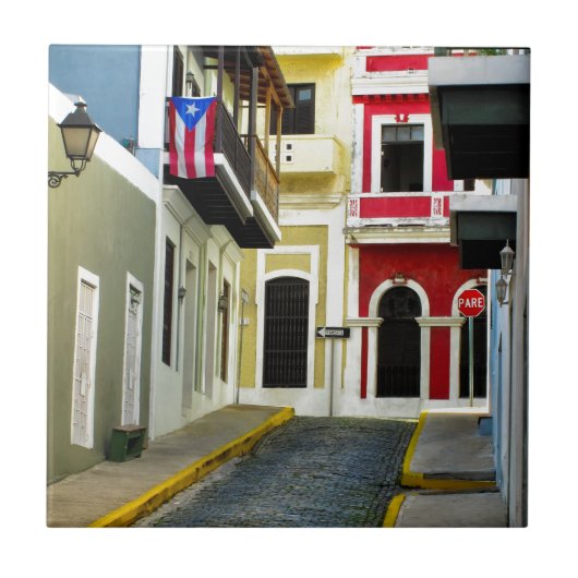 de kleur van de oude San Juan Puerto Rico Tegeltje (Voorkant)