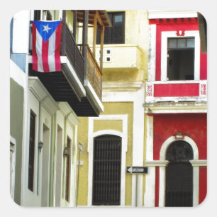 de kleur van de oude San Juan Puerto Rico Vierkante Sticker