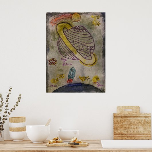 De kleur van de ring van Saturnus Poster (Keuken)