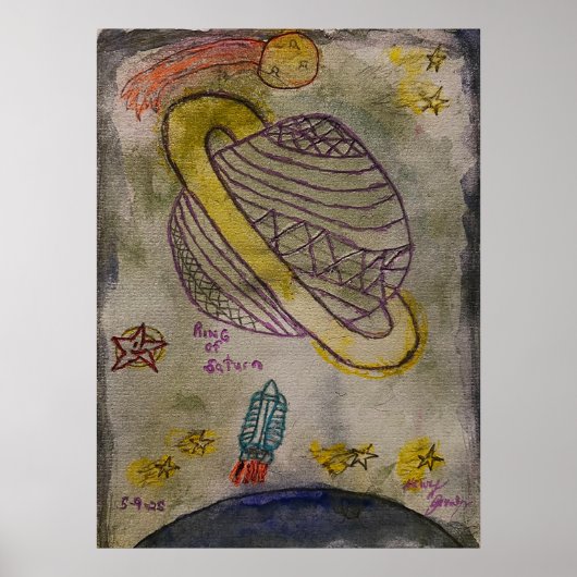 De kleur van de ring van Saturnus Poster (Voorkant)