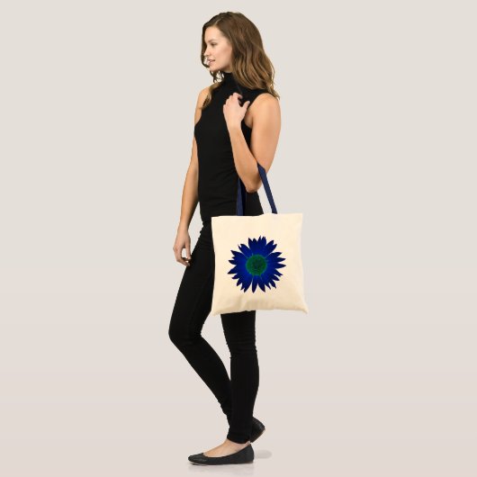 De kleur van de zonnebloemen Canvas tas - blauw (Voorkant (model))